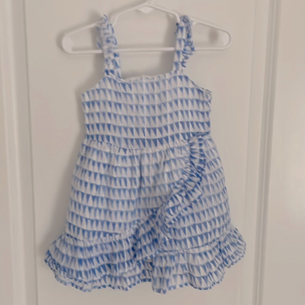 Janie and Jack x Rachel Zoe girls geometric print dress with ruffle details